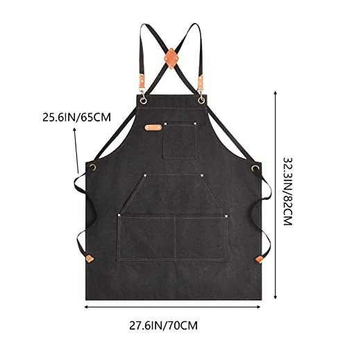 Canvas Aprons for Men Chef Apron (1 Pack / Black②)