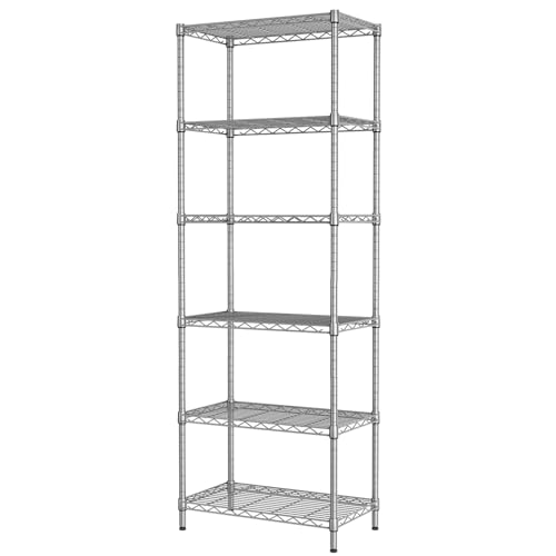 6 Metal Shelves Wire Shelving Storage Shelf Adjustable Unit Pantry (Grey / 6 Tier 12"Dx22"Wx69.5"H)