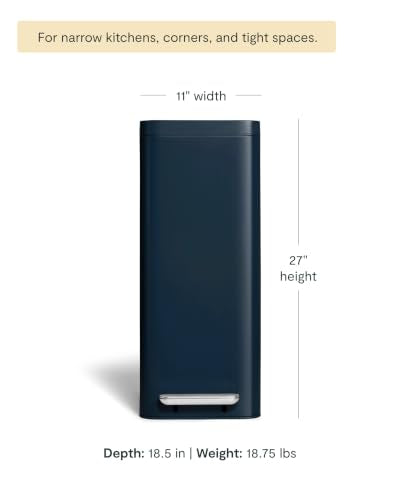 45L Slim Stainless Steel Step Trash Can (Midnight)