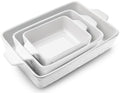 Baking Dish Set of 3 Oven Safe Nonstick Dish with Handles (White / 11.6 x 7.8 Inches)