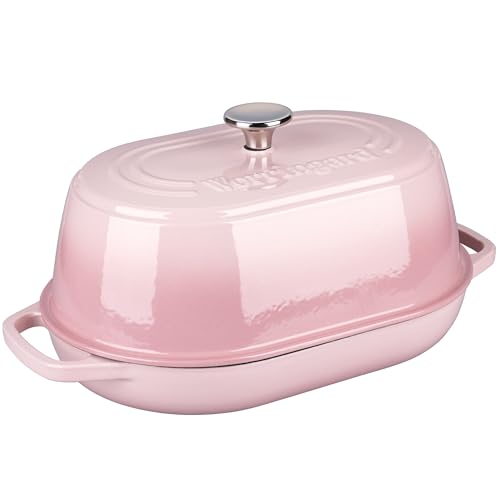 Enameled Cast Iron Dutch Oven Pot with Dome Lid (Pink)