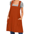 Women's Cotton Cross Back Apron Pinafore Dress with Big Pockets Loose Square Apron for Baking Cooking Gardening (Orange / Small)
