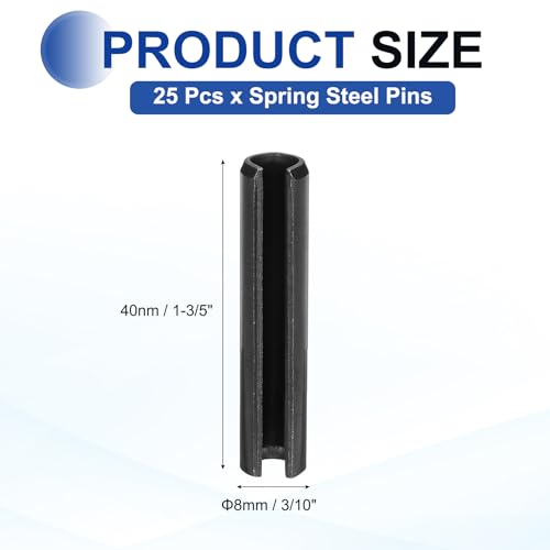 25Pcs Slotted Split Roll Pins 3 (3/10 Inch(8mm) Dia. 1-3/5 Inch(40mm) Length)