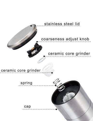 Salt and Pepper Grinder Set Pepper Mill Salt Shaker Refillable (2 Pack Salt and Pepper Grinder)