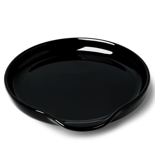 5 Inch Ceramic Spoon Rest for Kitchen Stove Top (Black)
