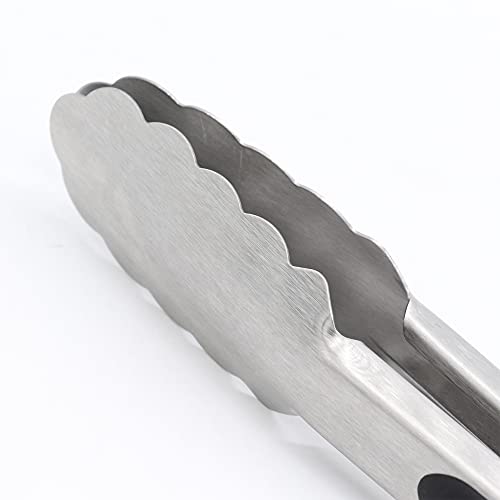 304 Stainless Steel Locking Kitchen Tongs (9" & 9" & 12" & 12" / Black)