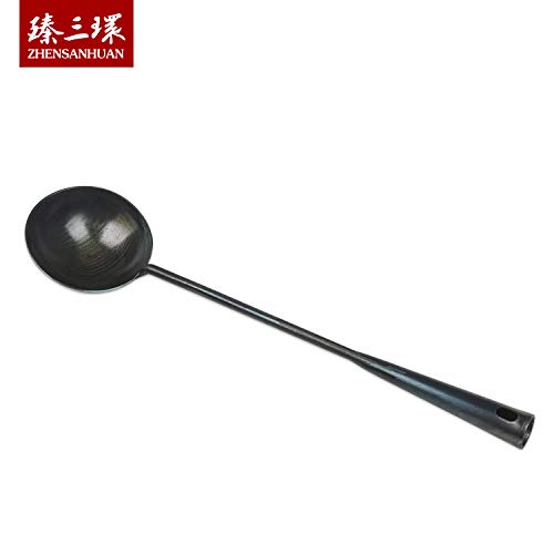 ZhenSanHuan HandMade Carbon Steel Wok Ladle Tool Utensils (Ladle / 40CM/15.7'')