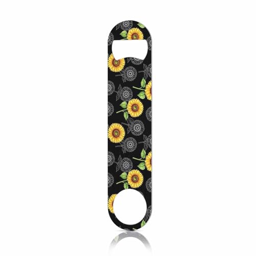 Sunflowers Stainless Steel Bottle Opener Vibrant Yellow Watercolor Flower Vintage Style Floral Black Flat Beer Bottle Opener Keychain for Home Kitchen Bar Restaurant Party Birthday Gift (Sunflowers)