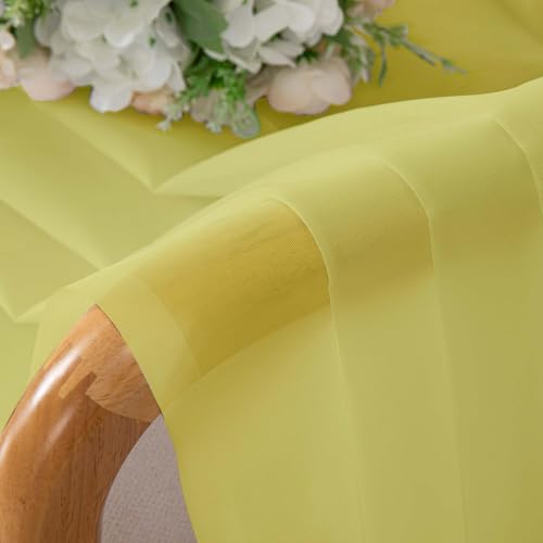 Sheer Curtains 84 Inches Long 2 Panels Set (Lemon / 42"W x 84"L (Pack of 2))