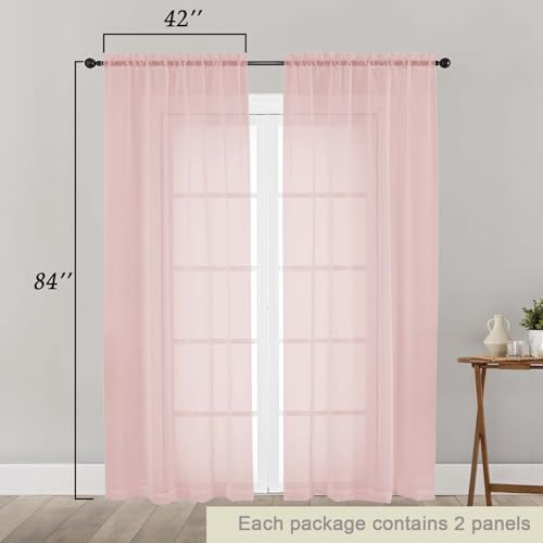 Blush Sheer Curtains 84 Inches Long 2 Panels (Blush / 42"W x 84"L (Pack of 2))