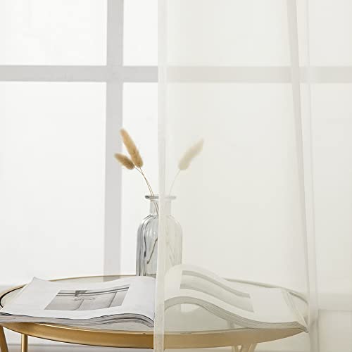 2 Panels Kitchen Tiers Half Window Sheer Curtains 29 X 45 Inch Ivory (Ivory / 29"W x 45"L (Pack of 2))