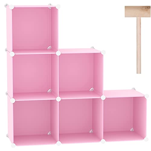 6 Cube Storage Organizer Cube Shelf Closet Storage Bookcase (Pink)