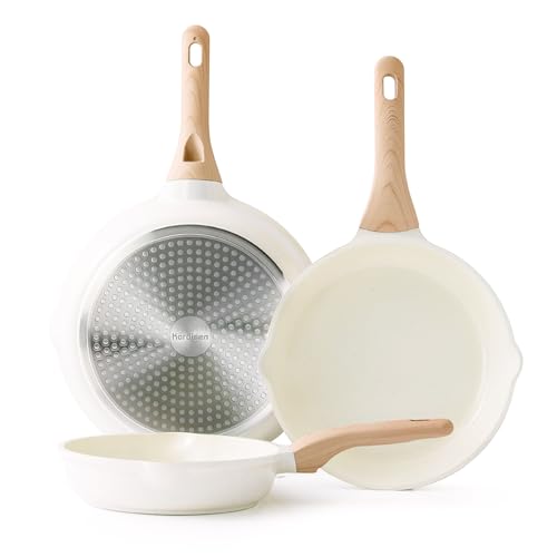 Ceramic Nonstick Frying Pan Skillet Set (White Ceramic / 9.5+11+12.5 Inch)