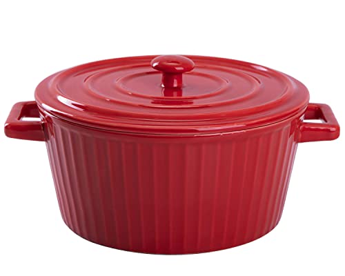 Red Colorful Ceramic Casserole Dish with Lid (red)