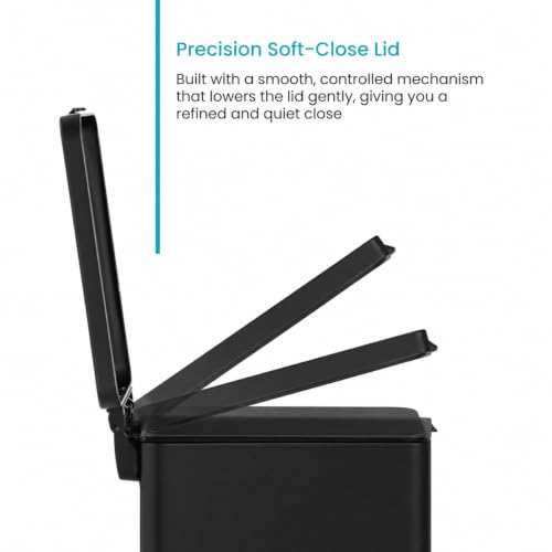 4 Gallon Kitchen Trash Can with Slim Fit Design (Black / Solid)