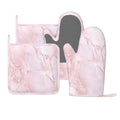 Oven Mitts and Pot Holders Light Pink Marble Art Silicone Kitchen Accessories Set of 4 Heat Resistant Long Gloves Potholder Non (A06321111)