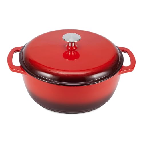 Enameled Cast Iron Dutch Oven Pot with Lid (Red / 6-Quart)