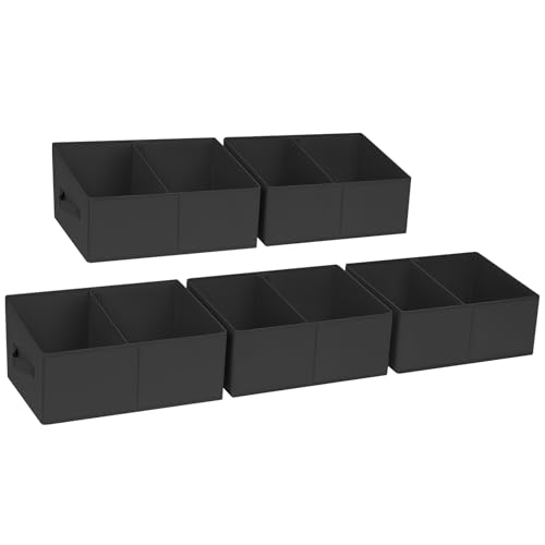 Trapezoid Storage Bins for clothes (Black / 5 Bins 16.5"x11"x7.8")