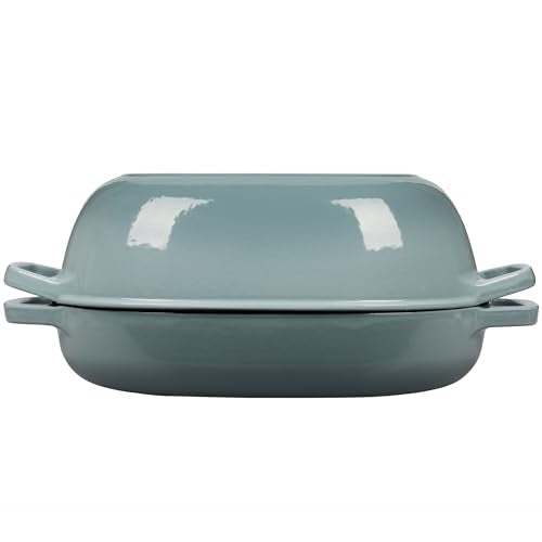 Enameled Cast Iron Oval Dutch Oven Pot with Lid (Seasalt / 7 Quart)