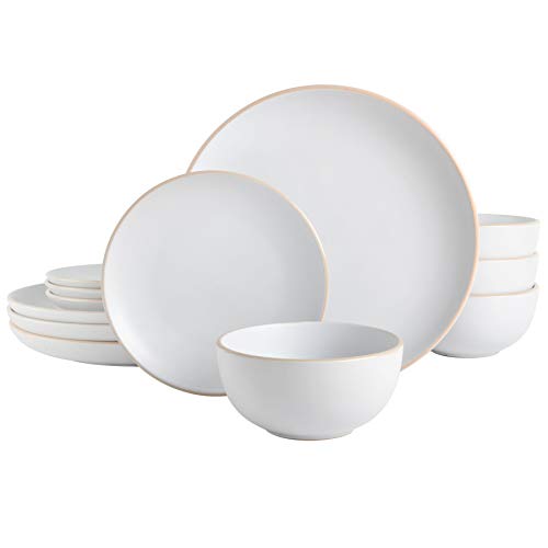 Rockaway 12 Piece Round Stoneware Dinnerware Set (Service for 4 (12pcs) / White (Rockaway))