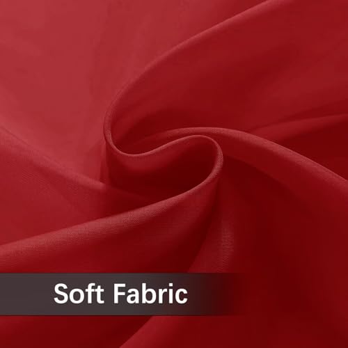 Solid Sheer Rod Pocket Curtain Voile Draperies 4 Panels White Beige Black Grey Ivory 52 Inch Width 72 Inch Long 1 Pair for Kitchen Bedroom Children Living Room Yard (Christmas Red / 52"W x 72"L (Pack of 4))