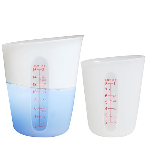 Food Grade Silicone Measuring Cups for Chocolate Melting 2 Cup + 1 Cup (2 PCS)