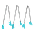 Mini Food Tongs 5.5" Pattern Shape Stainless Steel with Silicon Tips Small Cooking Tongs Kitchen Food Tongs Serving Tongs for Cooking Grilling BBQ Barbecue Kitchen (LightBlue)