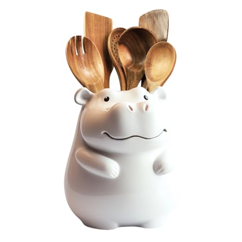 Ceramic Cartoon Animal Pattern Kitchen Utensil Holder (Hippo)