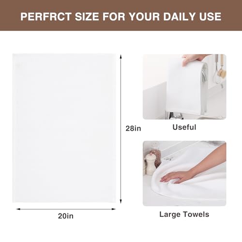 100% Cotton Oversized Waffle Weave Kitchen Towels 6 (White / 20 X 28 - 6 Pack)