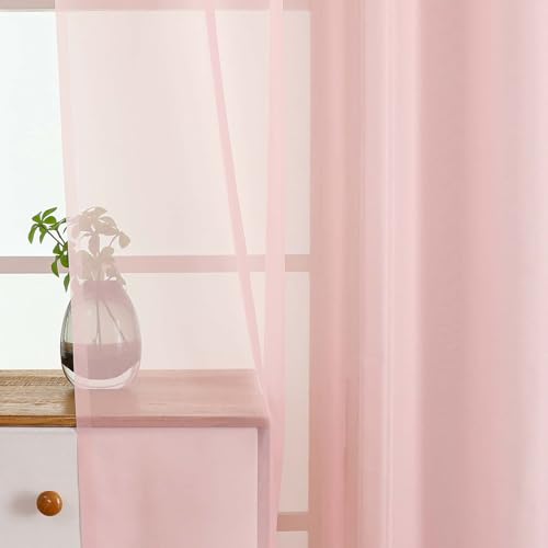 Blush Pink Window Sheer Curtains 54 inch Length (42"W x 54"L (Pack of 2) / Blush Pink)