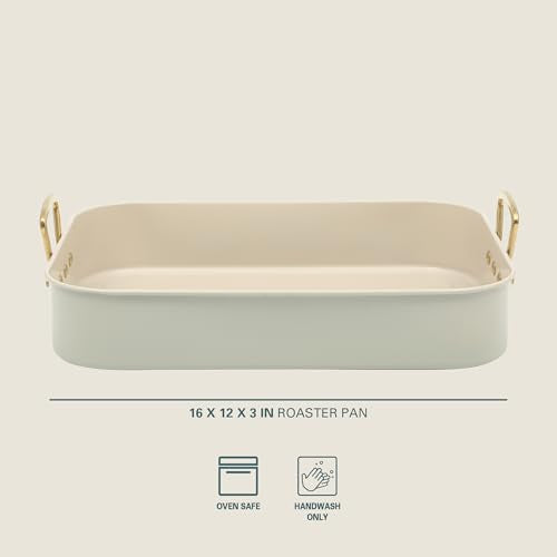 Broxton 2 Piece Nonstick Roaster Pan with Rack (Mint Green / 16" x 12" Roaster w/ Rack)
