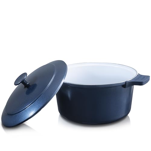 5 Qt Lightweight Dutch Oven Pot with Lid & Holders (Navy / Gray)