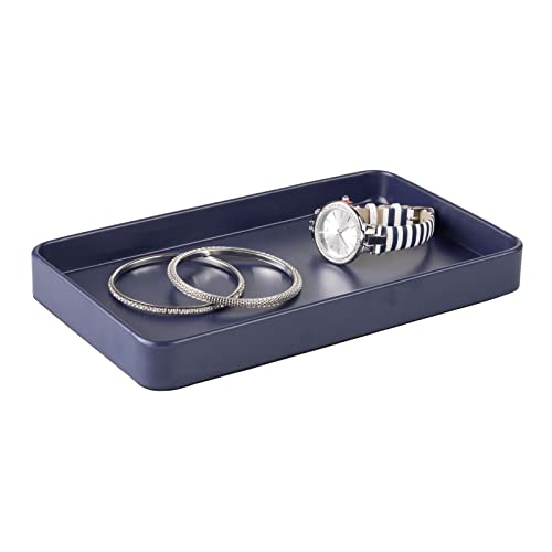 Modern Decorative Metal Guest Hand Towel Tray Holder Organizer for Disposable Paper Napkins (Matte Navy)