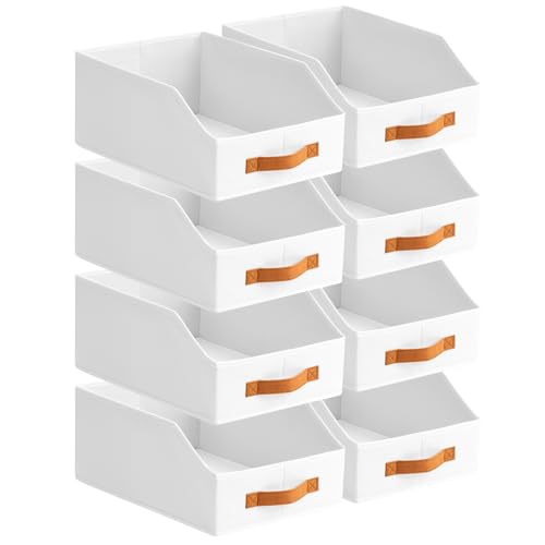 Fabric Storage Bins for Organizing (White / 8 Pack)