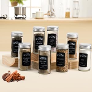 30 Pack Round Spice Bottles Jars with Silver Lids