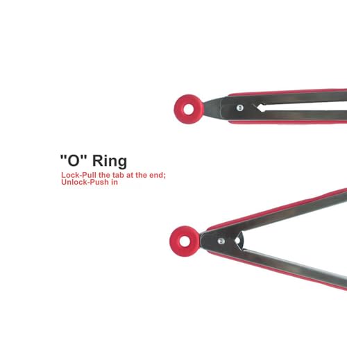 2 Pack Silicone Kitchen Tongs (Red)
