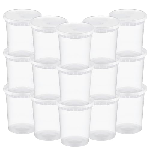 48 Sets 32 oz Plastic Deli Containers with Lids (32oz-48sets)