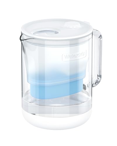PT-72C-A Glass Alkaline Water Filter Pitcher, 7-Cup, Blue (Clear)
