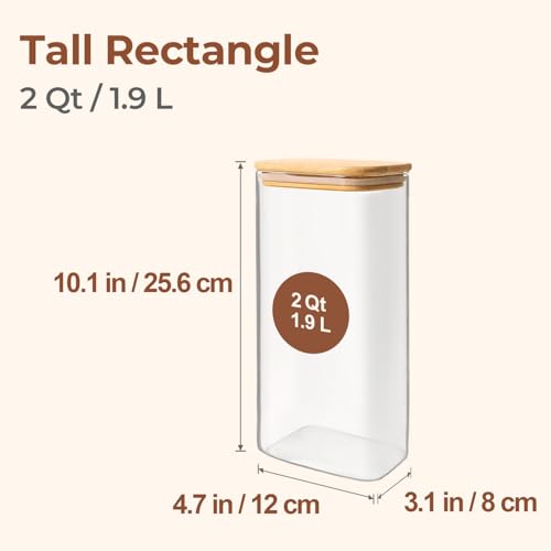 Glass Storage Containers with Lids 2 Qt (2 qt x 3)