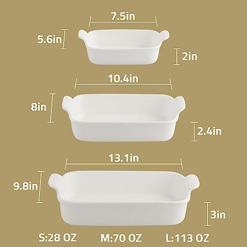 Sweejar Baking Pans Set (White / Smooth baking dish set)
