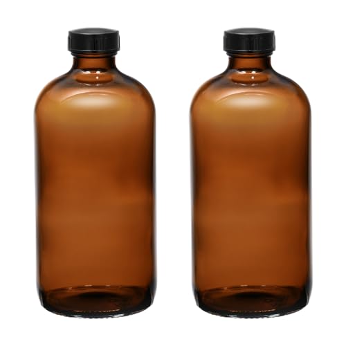 16 oz Amber Glass Boston Round Bottles (AMBER-16OZ)