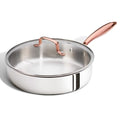 10" Tri Ply Stainless Steel Deep Frying Pan with Lid (10" with lid / Silver)