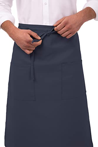 Unisex Two Pocket Bistro Apron (Navy)