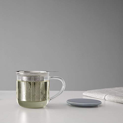 VIVA Minima Eva Glass Tea Cup with Infuser and Lid (Hazy Blue)