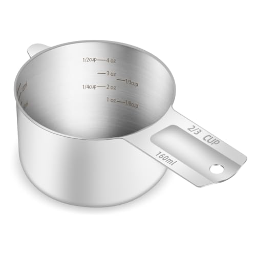 1PCS 2/3Cup (160ml, 5.3oz) Measuring Cup, Etched Inner Scale Measure Scoop (2/3Cup)