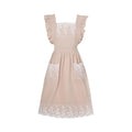 Vintage Aprons for Woman with Pockets Cute Lace Ruffle Adjustable Apron for Cooking Kitchen Baking Gardening (Beige)