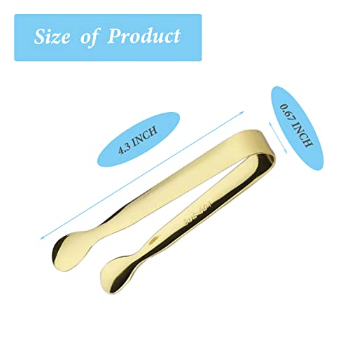12PCS Ice Tongs Mini Sugar Tong 4.25Inch Stainless Steel Small Serving Tongs (12PCS Gold)