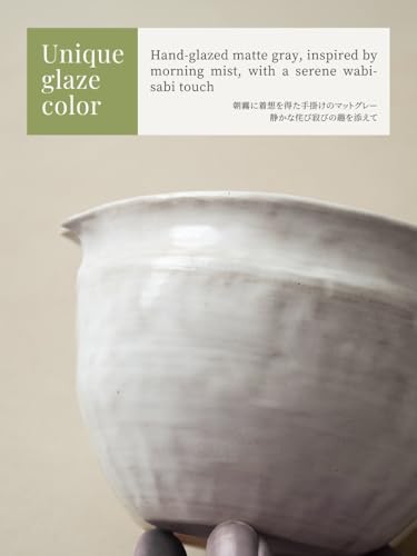 Matcha Set with Handmade Ceramic Bowl & Bamboo Whisk (Pearl Gray)