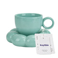 6.5oz Sunflower Saucer Mini Ceramic Mug (Blue-green)