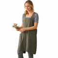 Cross Back Linen Cotton Apron with Pockets (X-Large / Green)